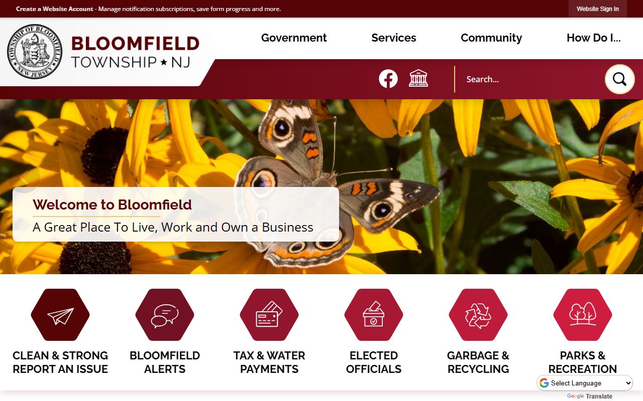 Bloomfield Township official website with property and municipal information