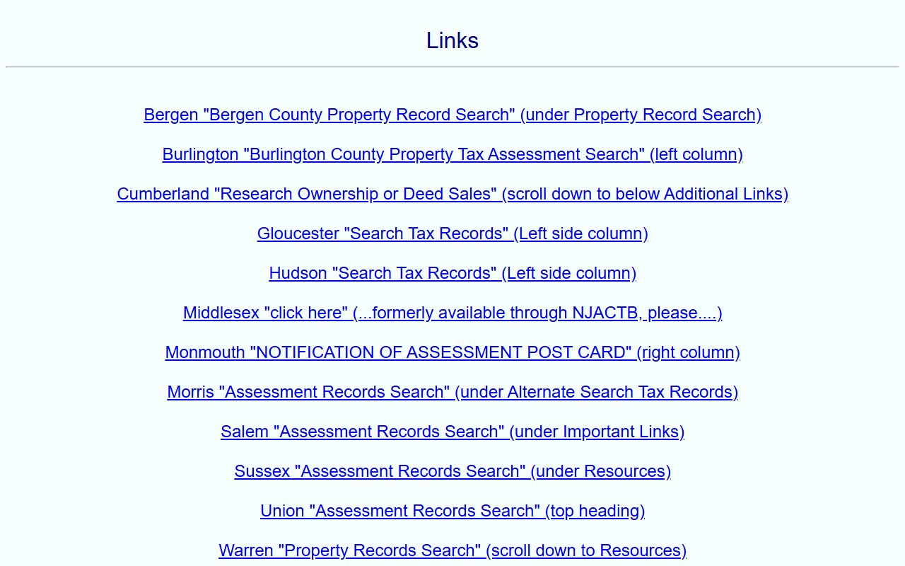 Elizabeth property tax records search showing assessment data from Union County