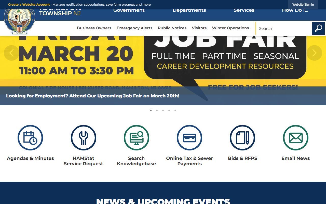 Hamilton Township official website for property records and municipal information