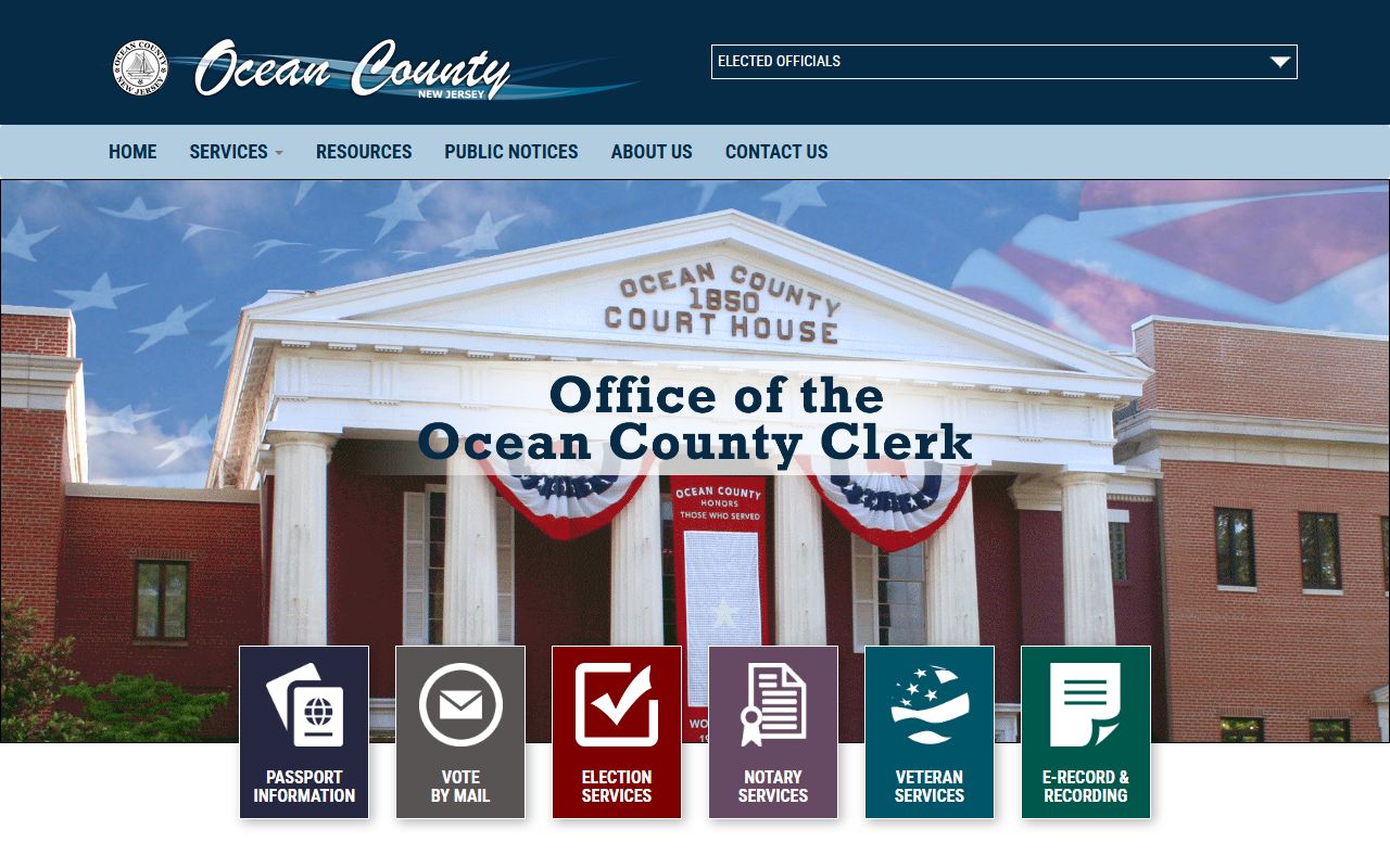Ocean County Clerk office for Jackson deed and mortgage records