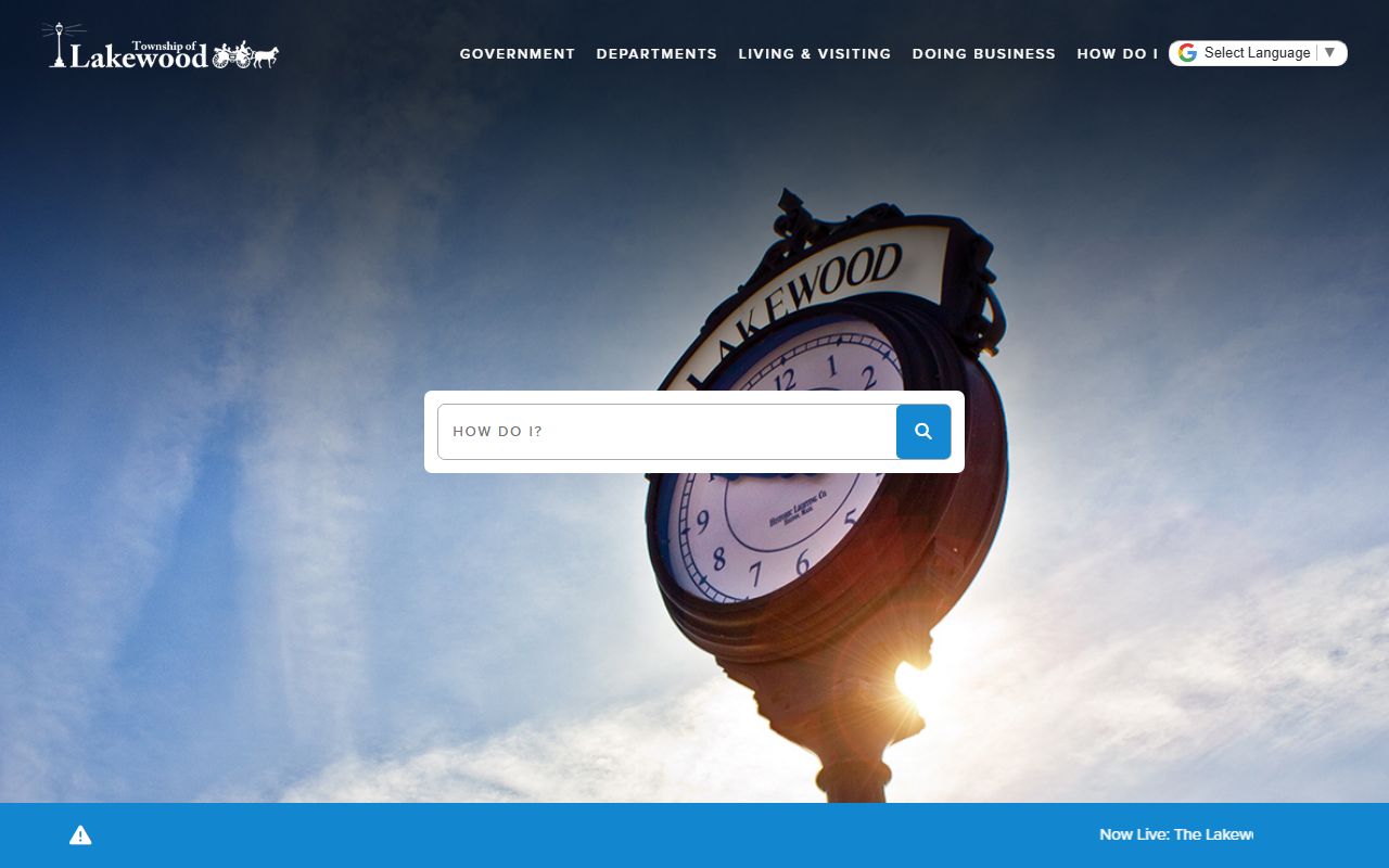 Lakewood Township website showing municipal services and property resources