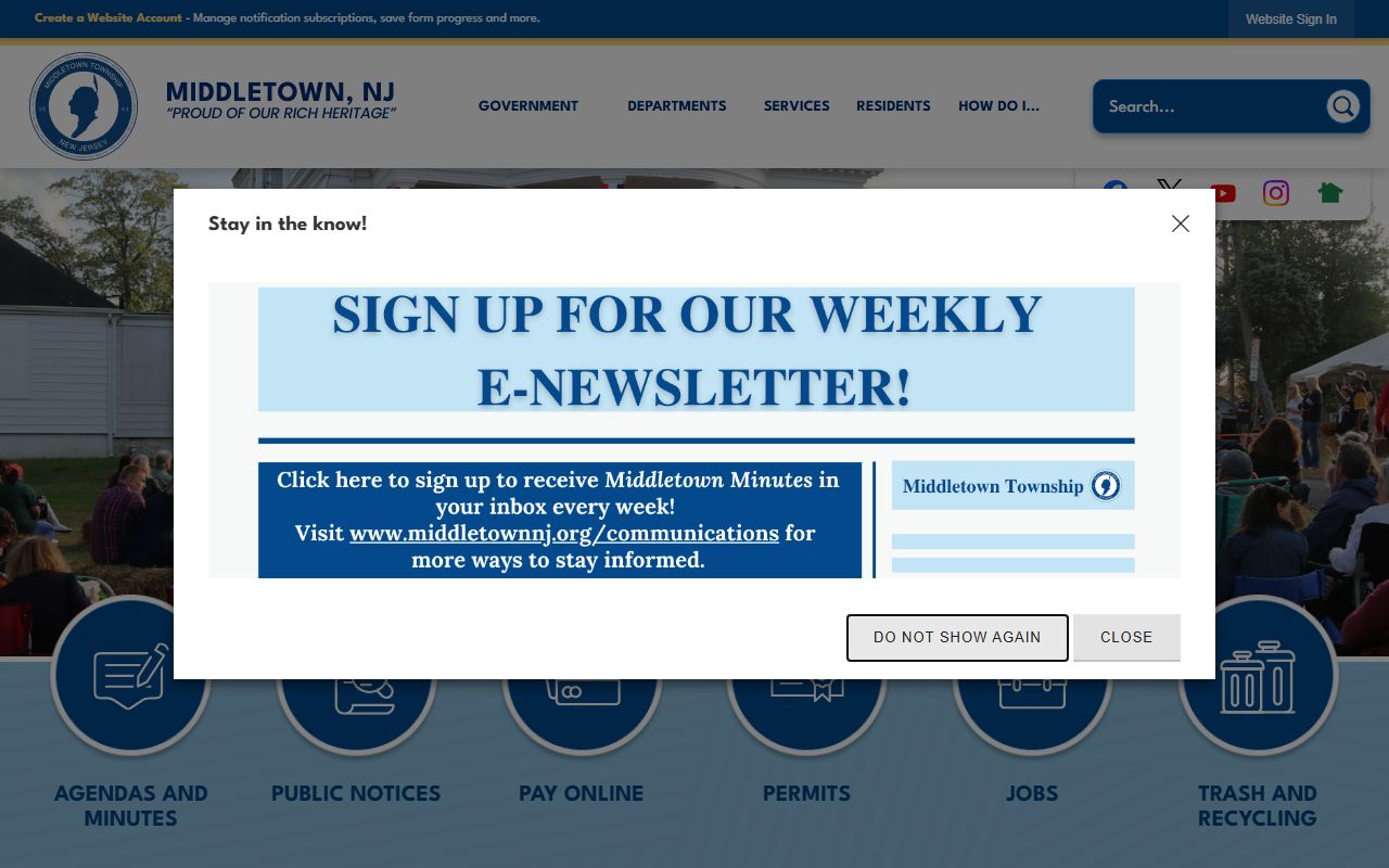 Middletown Township municipal building for property records and tax assessments