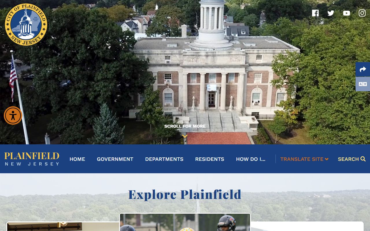 Plainfield city website showing local government services and information