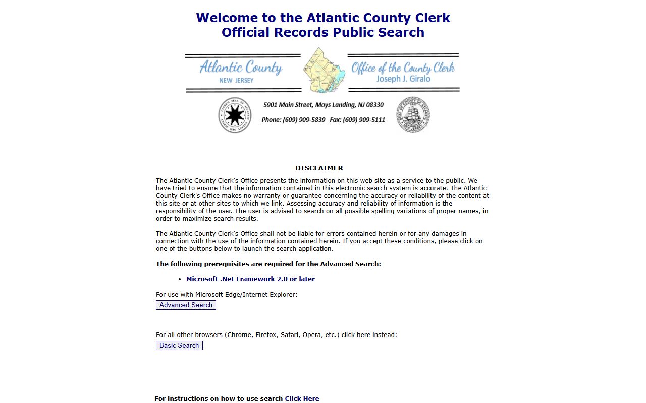 Atlantic County online public records search portal for property documents