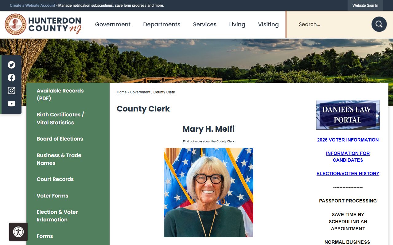 Hunterdon County Clerk website for property records