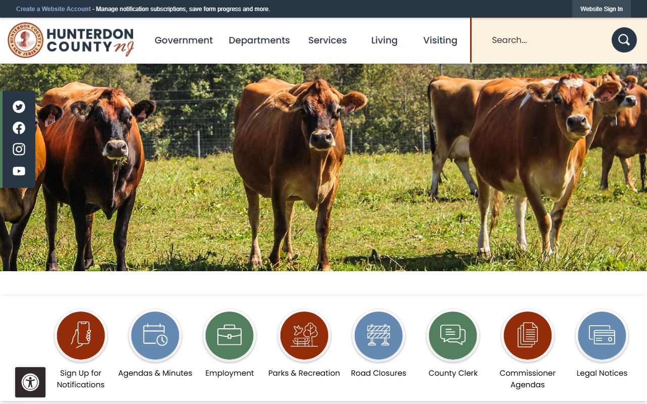 Hunterdon County official government website with links to property records