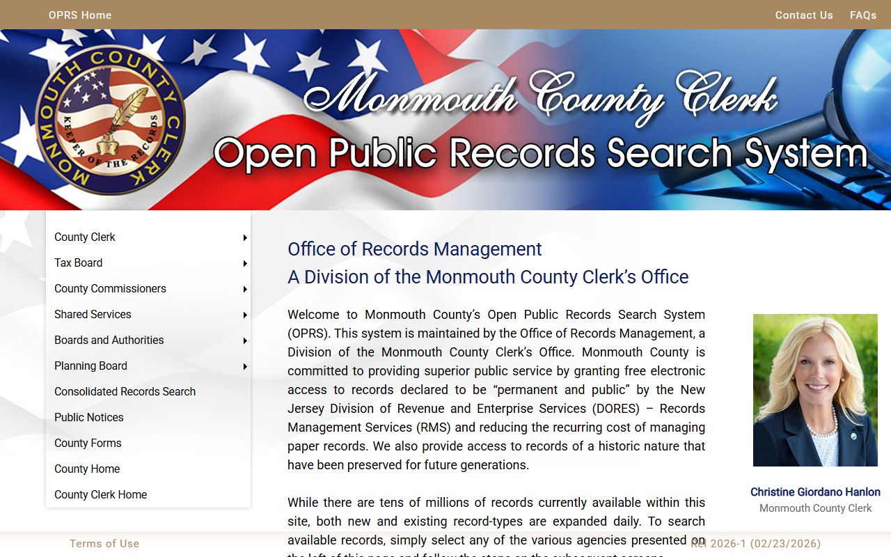 Monmouth County OPRS online property records search system