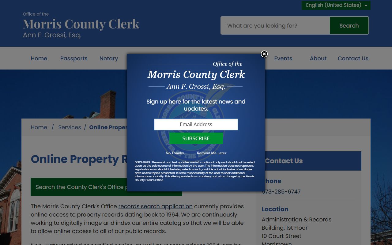 Morris County online property records search tool
